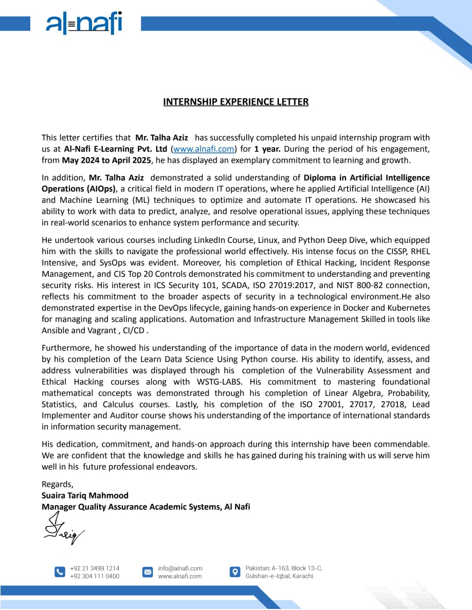 Internship Letter